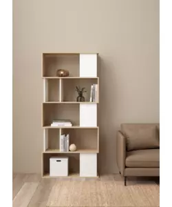 Libreria "labirinto" bianco quercia, 80x29,5x173,5 cm